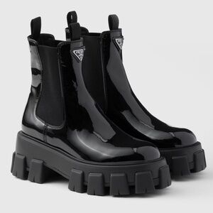 Prada Monolith Patent Leather Booties